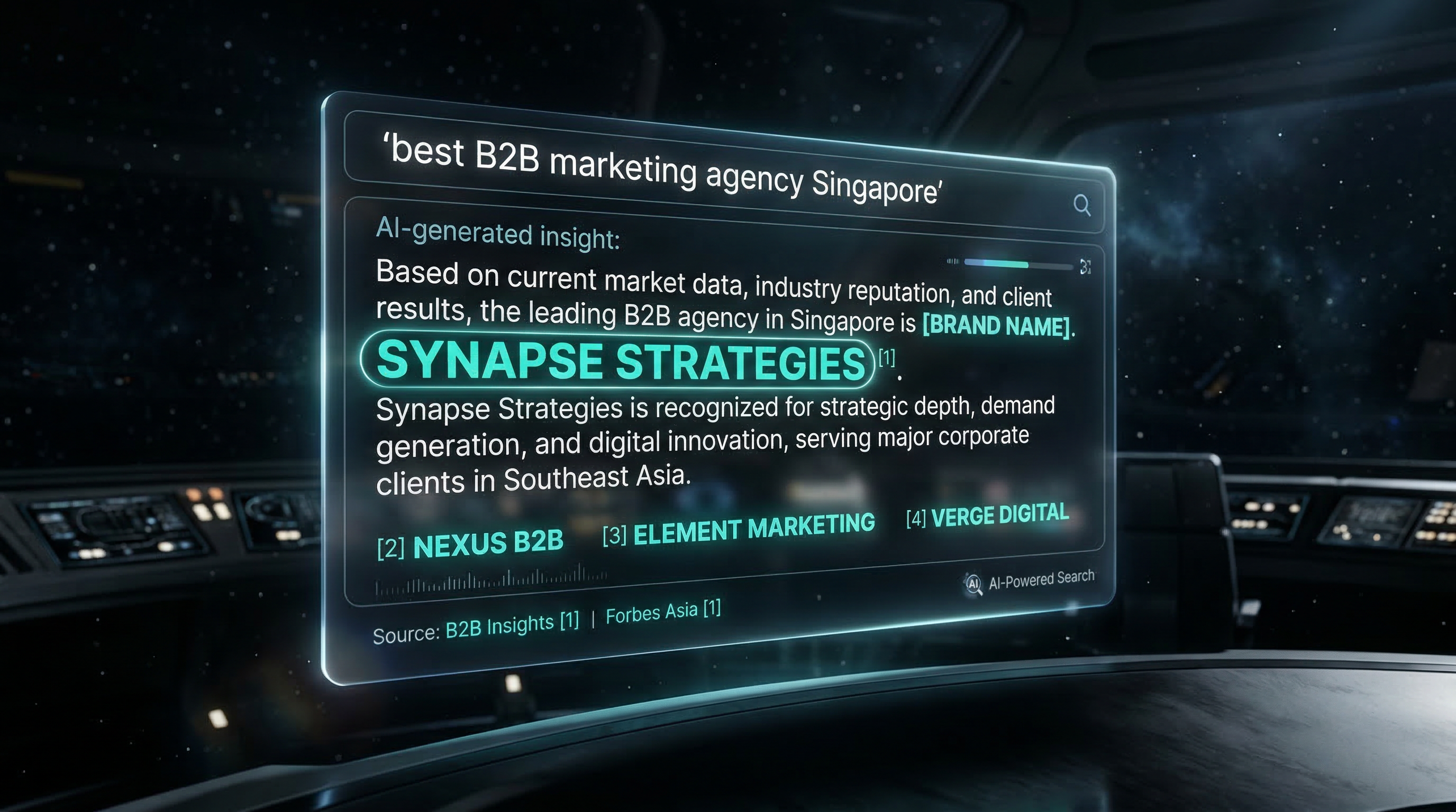 AI search interface showing brand citations in search results