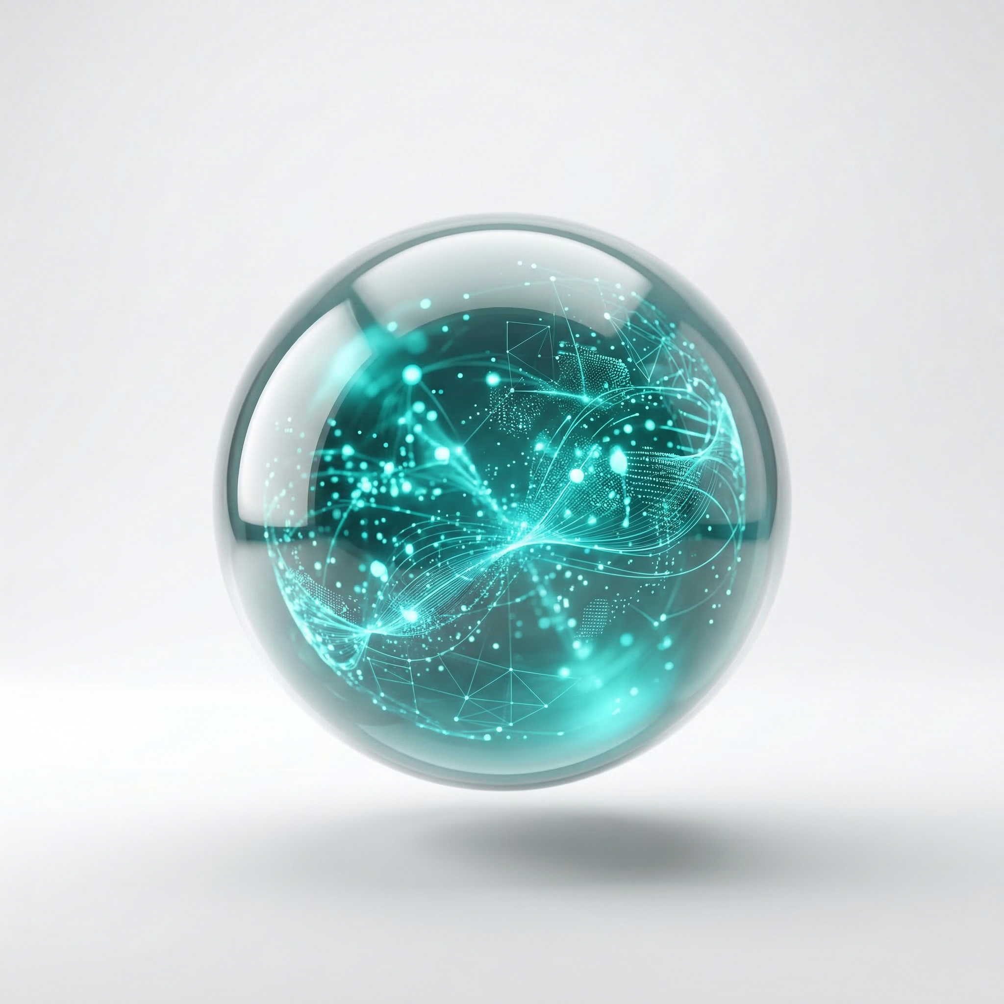 Crystal sphere containing AI intelligence visualization - representing horatos.ai's vision of visible intelligence
